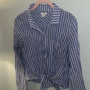 J. Crew Navy and White Striped Blouse